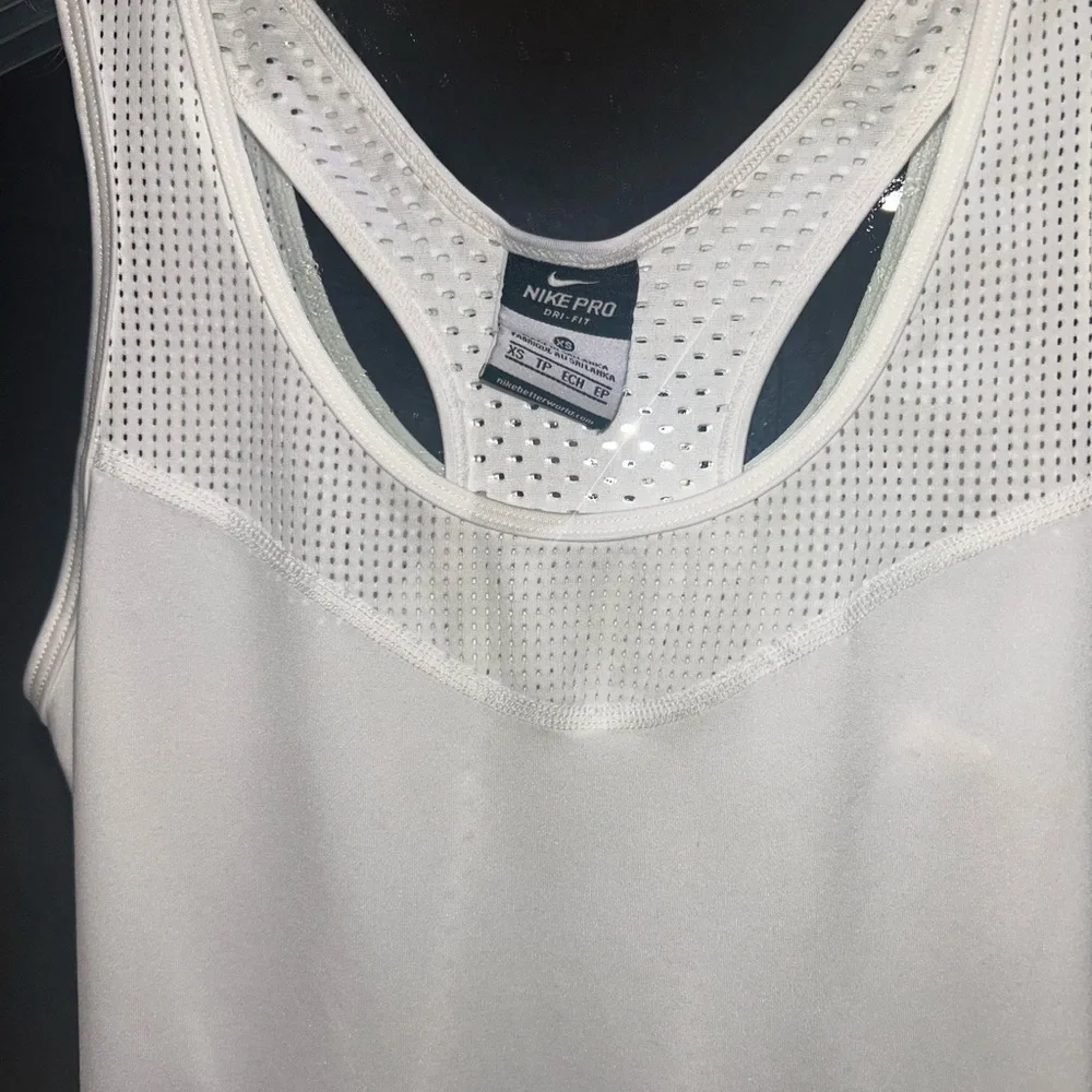 Nike Pro White Racerback Tank Top, Size XS